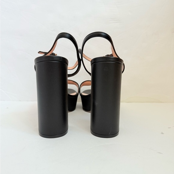 Gucci Black Leather Marmont GG Platform High Heel sandals EU 40.5 - Picture 5 of 12